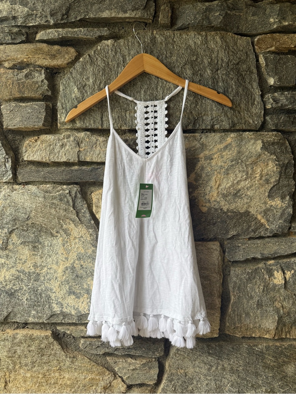 NWT Lilly Pulitzer White Crochet-Back Tassel Camisole Nya Tank Top